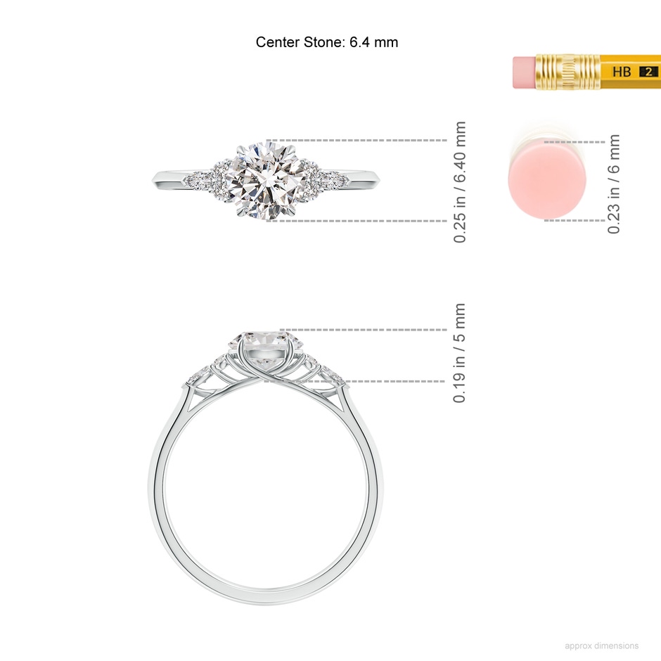 6.4mm IJI1I2 Round Diamond Side Stone Engagement Ring with Diamonds in P950 Platinum ruler