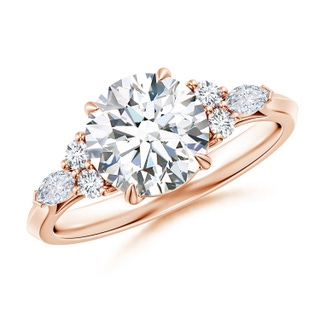 8mm GVS2 Round Diamond Side Stone Engagement Ring with Diamonds in Rose Gold