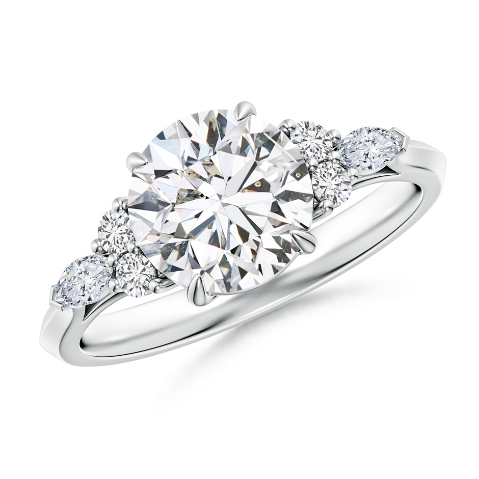 8mm HSI2 Round Diamond Side Stone Engagement Ring with Diamonds in White Gold 