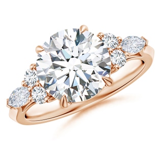 9.2mm GVS2 Round Diamond Side Stone Engagement Ring with Diamonds in 18K Rose Gold