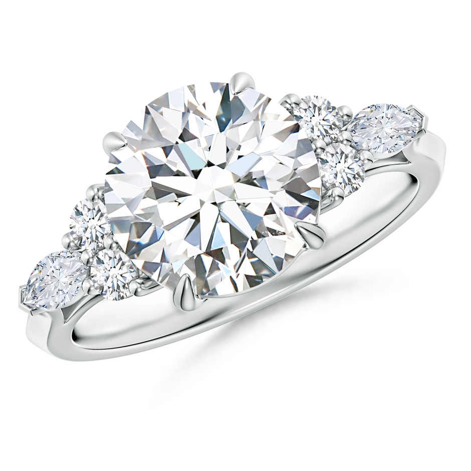 9.2mm GVS2 Round Diamond Side Stone Engagement Ring with Diamonds in P950 Platinum 