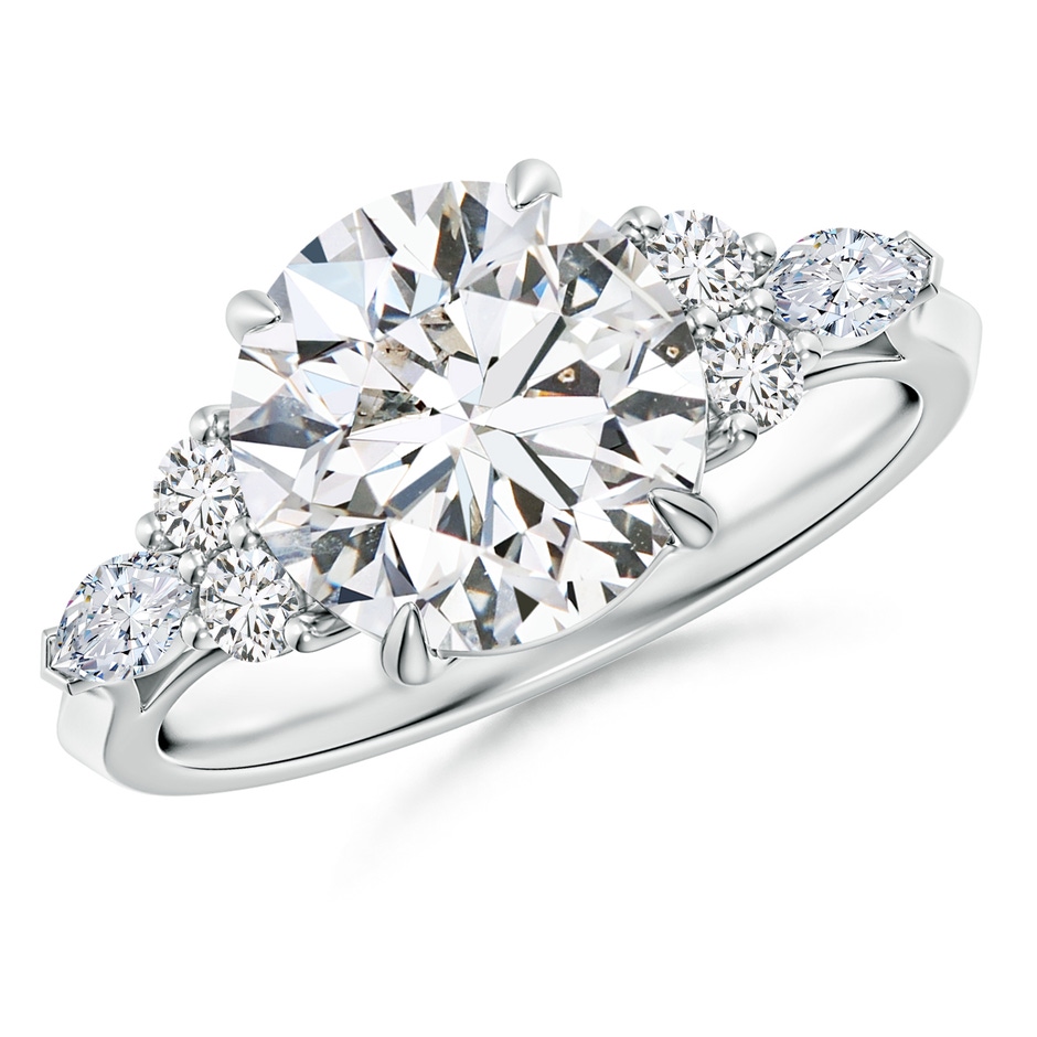 9.2mm HSI2 Round Diamond Side Stone Engagement Ring with Diamonds in P950 Platinum 