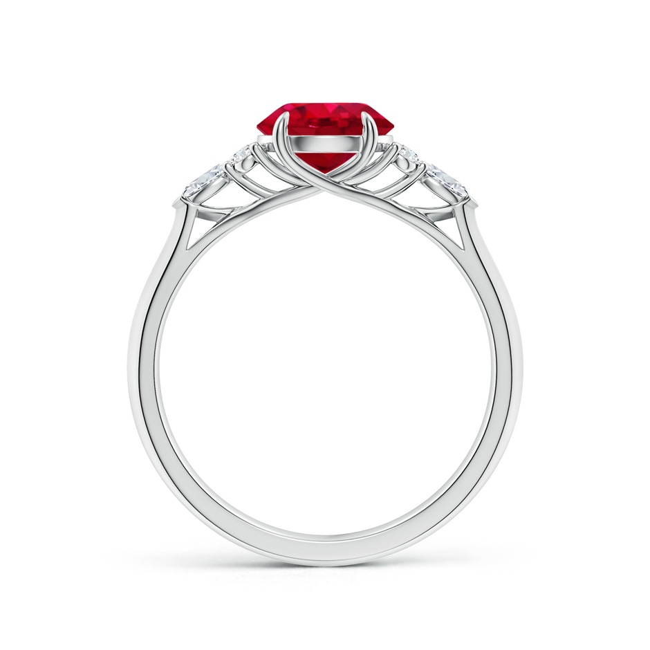 7mm AAA Round Ruby Side Stone Engagement Ring with Diamonds in White Gold side 199