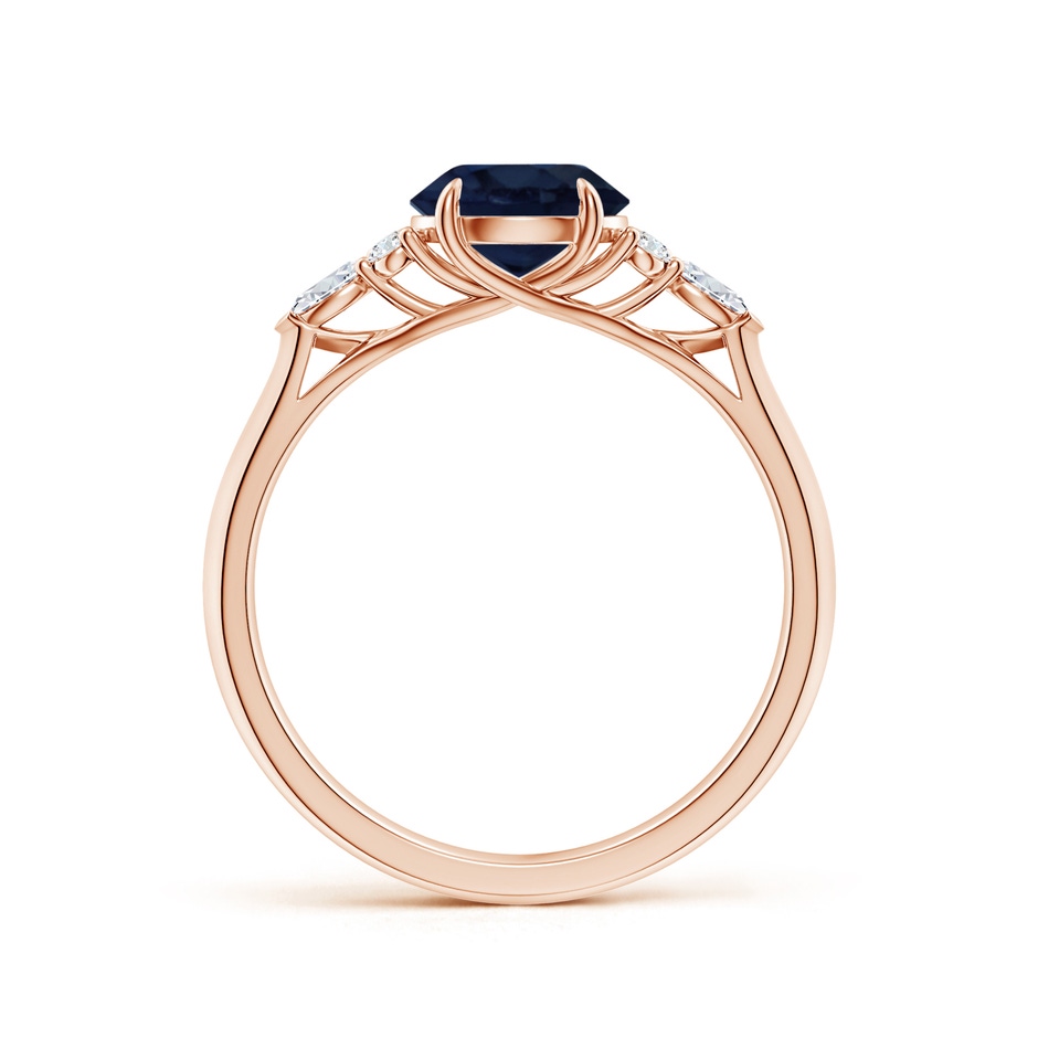 7mm A Round Blue Sapphire Side Stone Engagement Ring with Diamonds in Rose Gold side 199