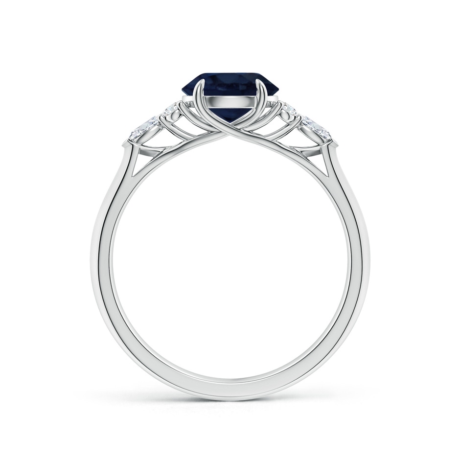 7mm A Round Blue Sapphire Side Stone Engagement Ring with Diamonds in White Gold side 199