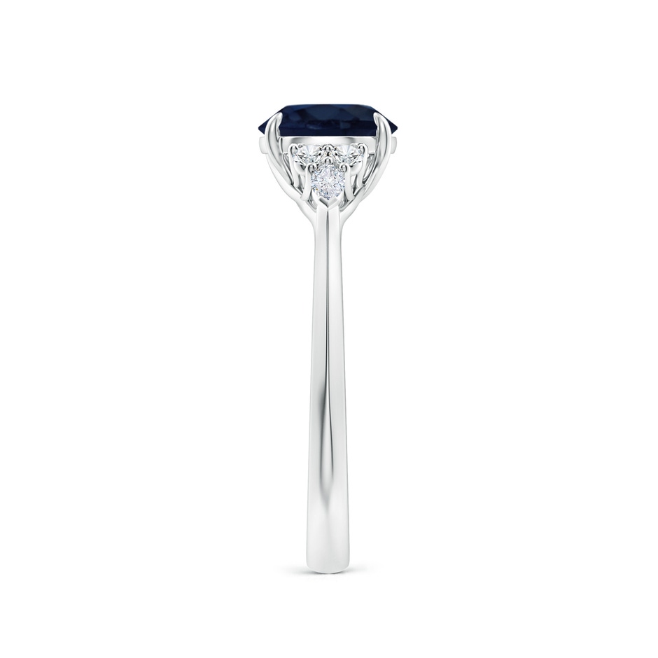 7mm A Round Blue Sapphire Side Stone Engagement Ring with Diamonds in White Gold side 299