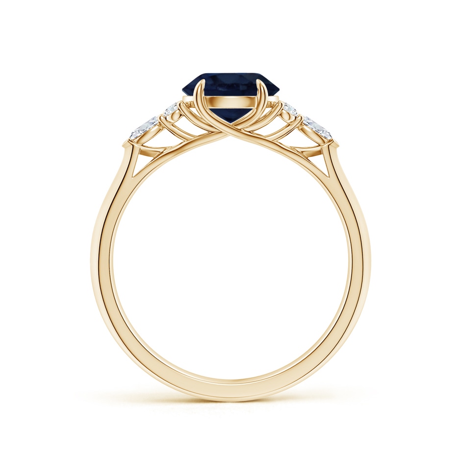 7mm A Round Blue Sapphire Side Stone Engagement Ring with Diamonds in Yellow Gold side 199