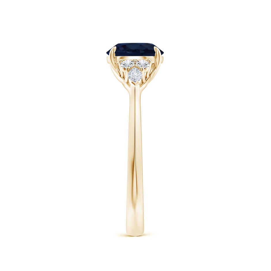 7mm A Round Blue Sapphire Side Stone Engagement Ring with Diamonds in Yellow Gold side 299