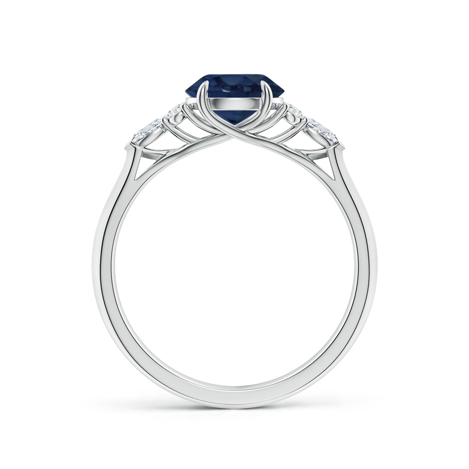 7mm AA Round Blue Sapphire Side Stone Engagement Ring with Diamonds in P950 Platinum side 199