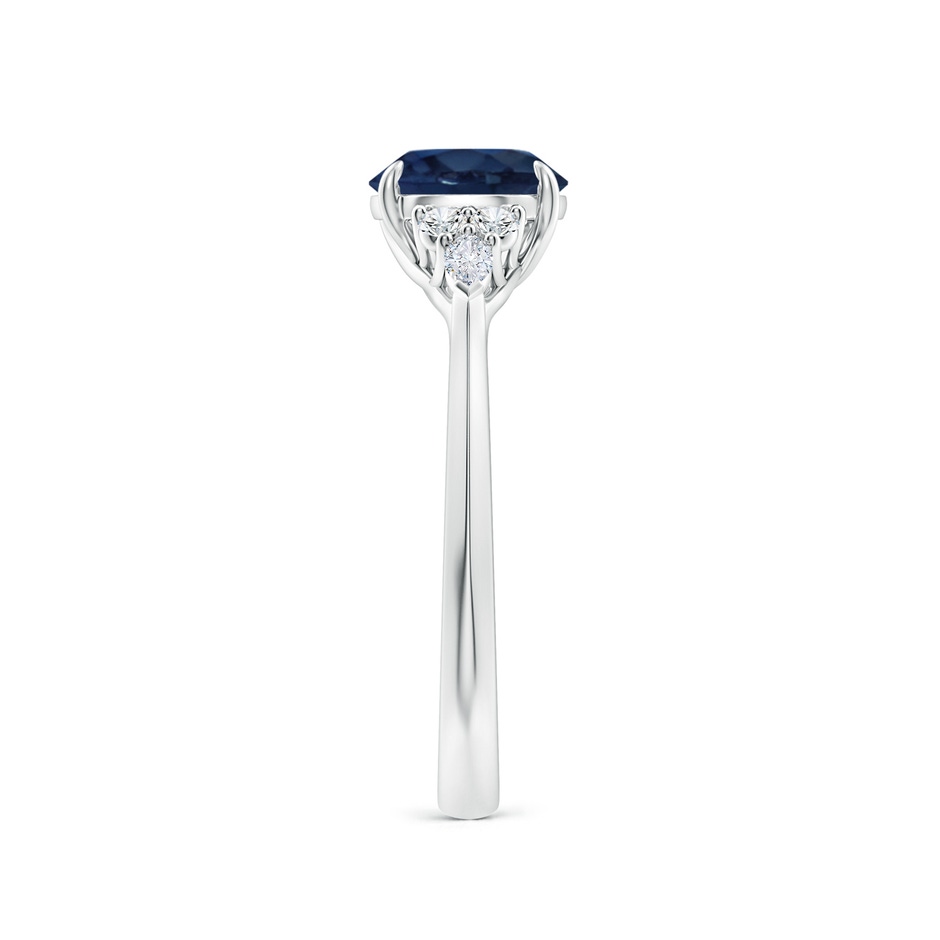 7mm AA Round Blue Sapphire Side Stone Engagement Ring with Diamonds in P950 Platinum side 299