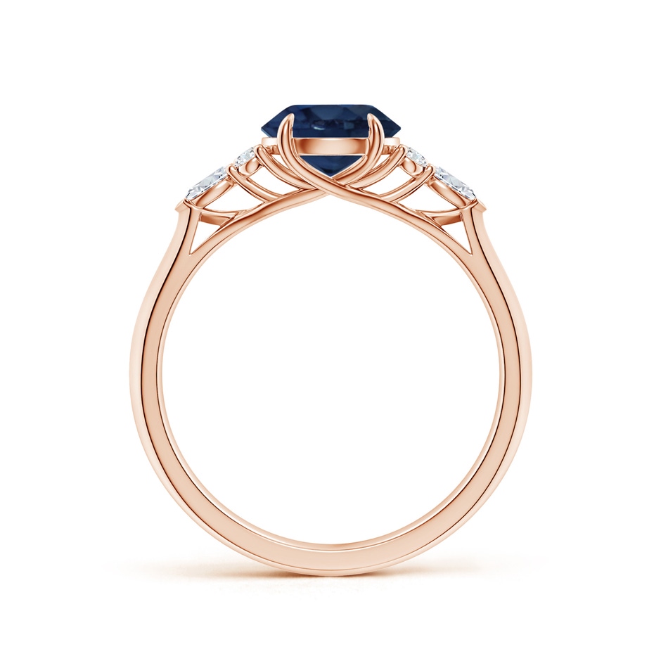 7mm AA Round Blue Sapphire Side Stone Engagement Ring with Diamonds in Rose Gold side 199