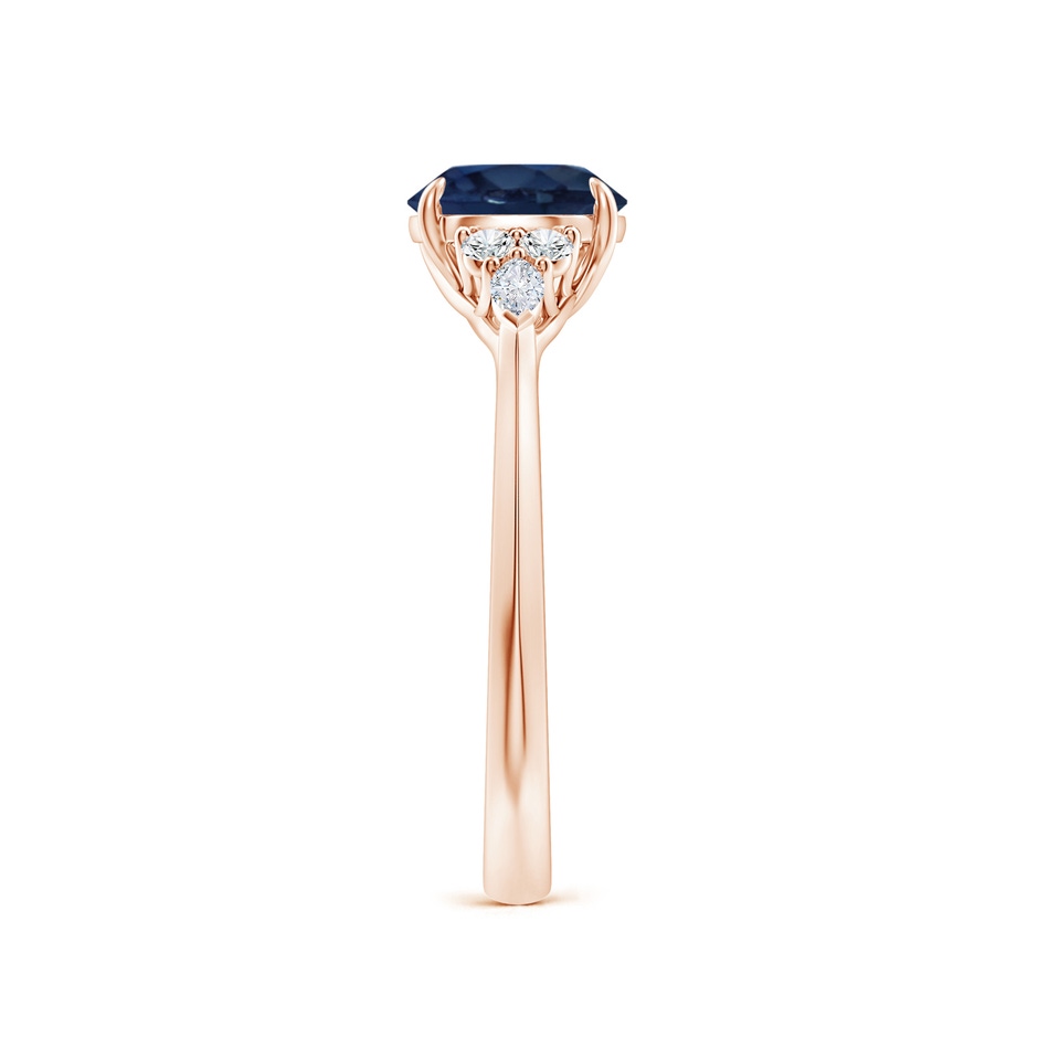7mm AA Round Blue Sapphire Side Stone Engagement Ring with Diamonds in Rose Gold side 299