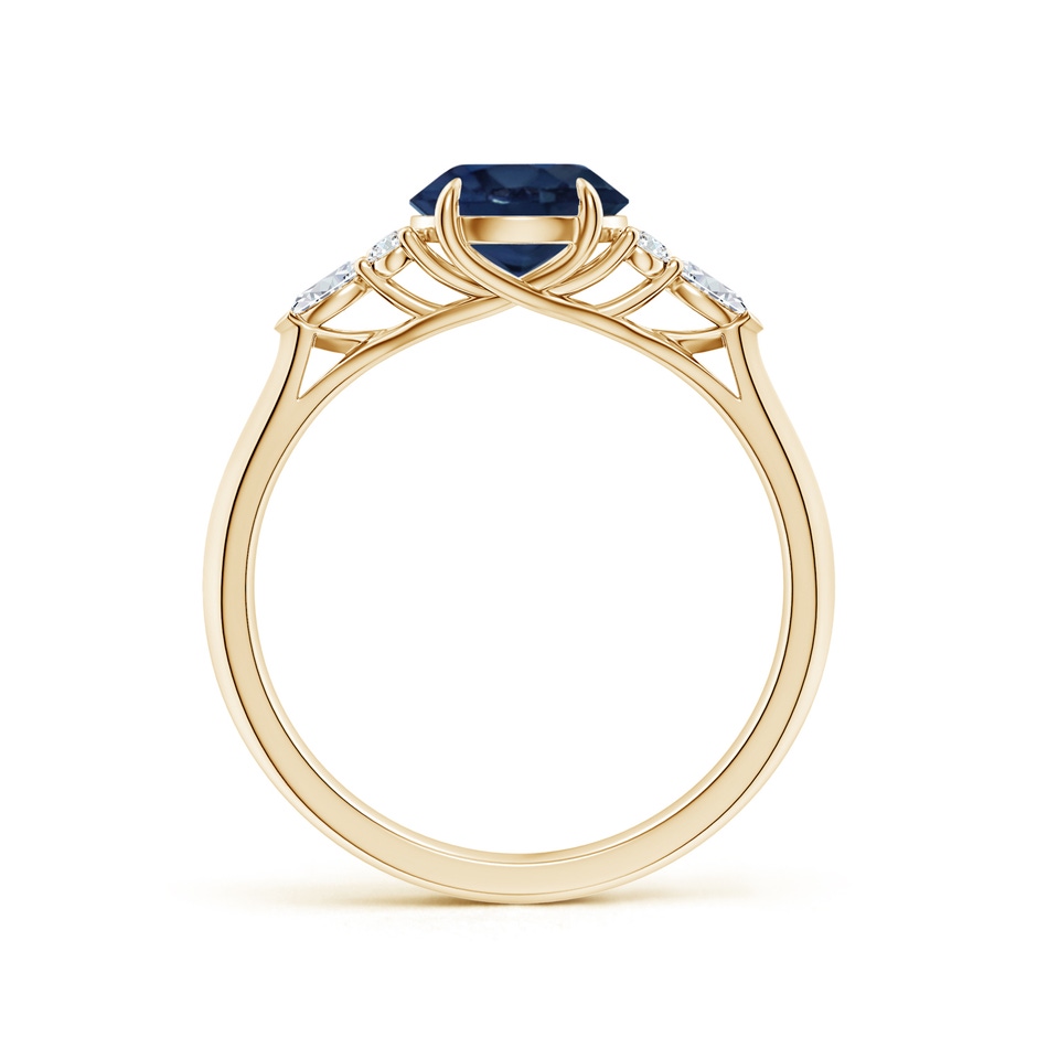 7mm AA Round Blue Sapphire Side Stone Engagement Ring with Diamonds in Yellow Gold side 199