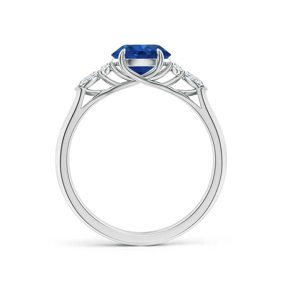 7mm AAA Round Blue Sapphire Side Stone Engagement Ring with Diamonds in P950 Platinum side 199