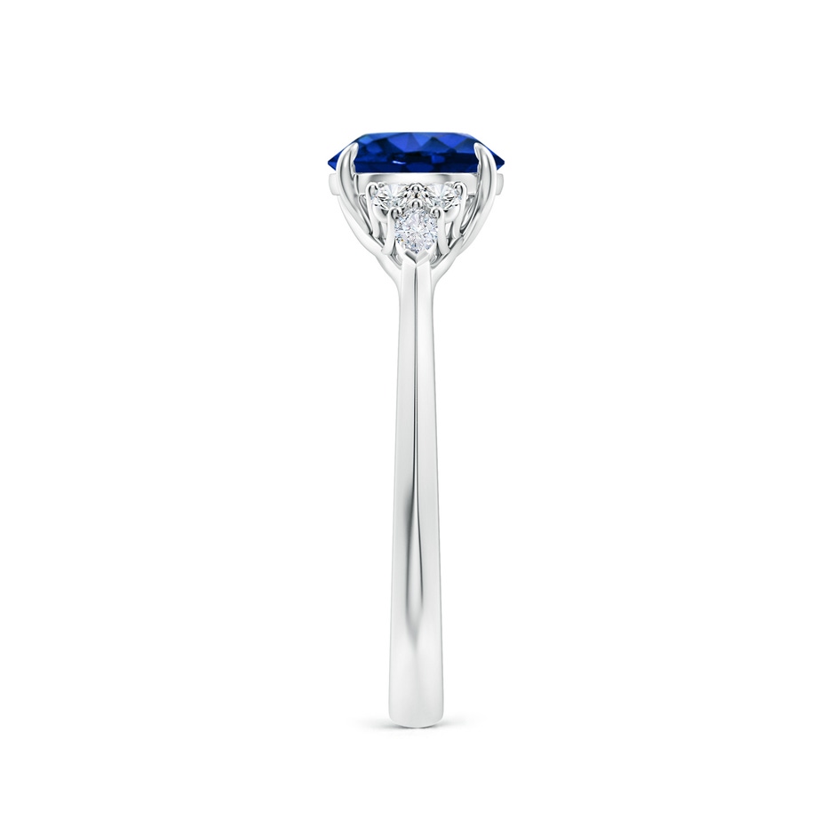 7mm AAAA Round Blue Sapphire Side Stone Engagement Ring with Diamonds in P950 Platinum side 299