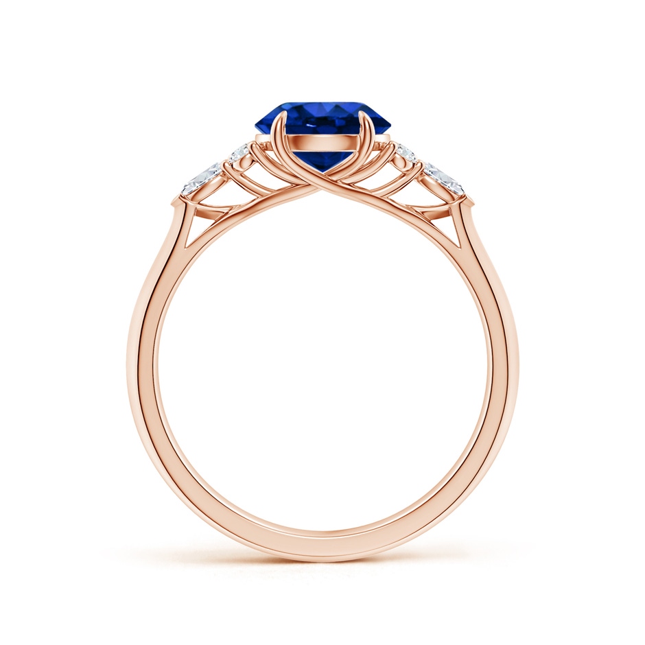 7mm AAAA Round Blue Sapphire Side Stone Engagement Ring with Diamonds in Rose Gold side 199