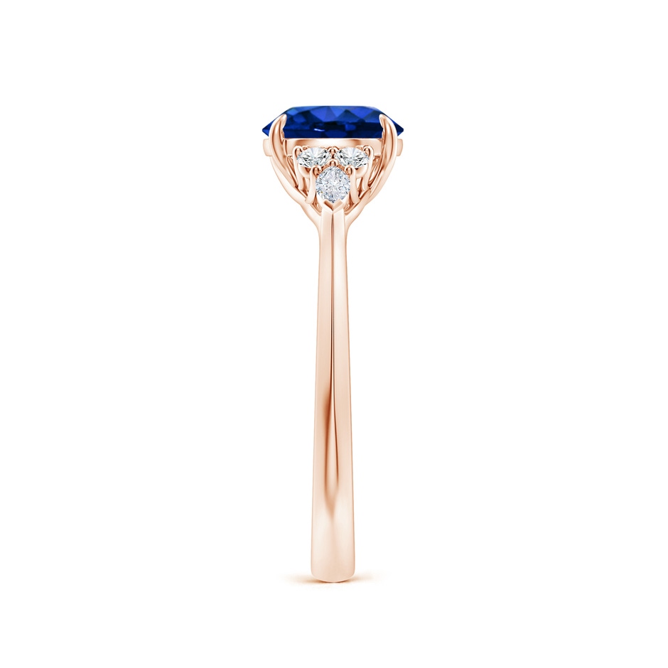 7mm AAAA Round Blue Sapphire Side Stone Engagement Ring with Diamonds in Rose Gold side 299