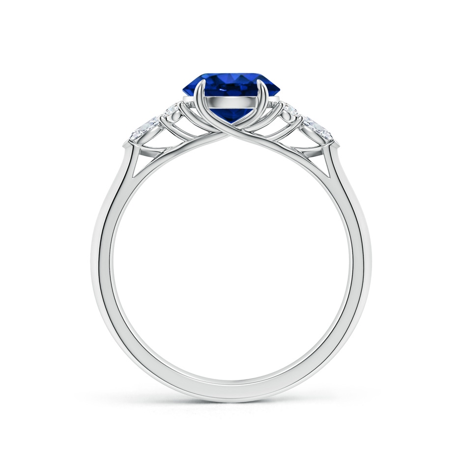 7mm AAAA Round Blue Sapphire Side Stone Engagement Ring with Diamonds in White Gold side 199