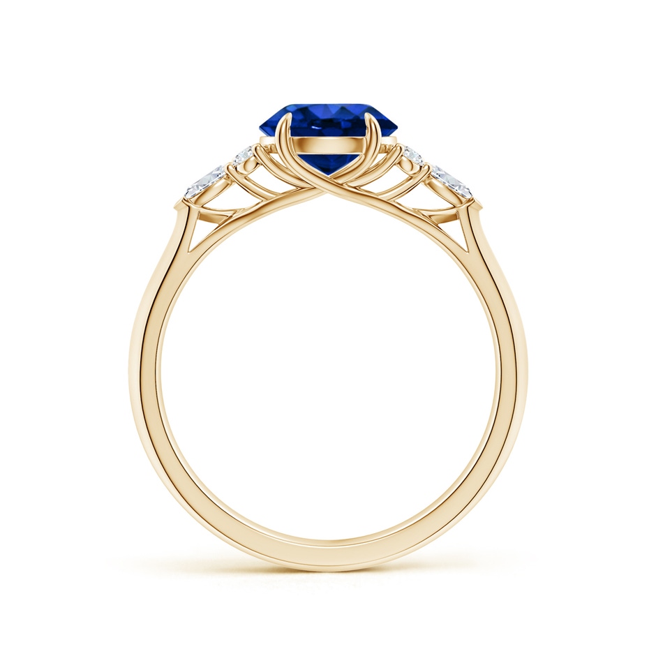 7mm Lab-Grown Round Blue Sapphire Side Stone Engagement Ring with Diamonds in Yellow Gold side 199