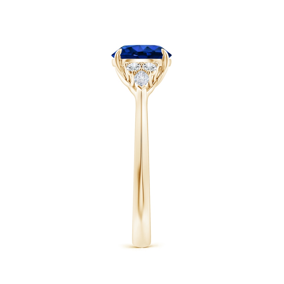 7mm Lab-Grown Round Blue Sapphire Side Stone Engagement Ring with Diamonds in Yellow Gold side 299
