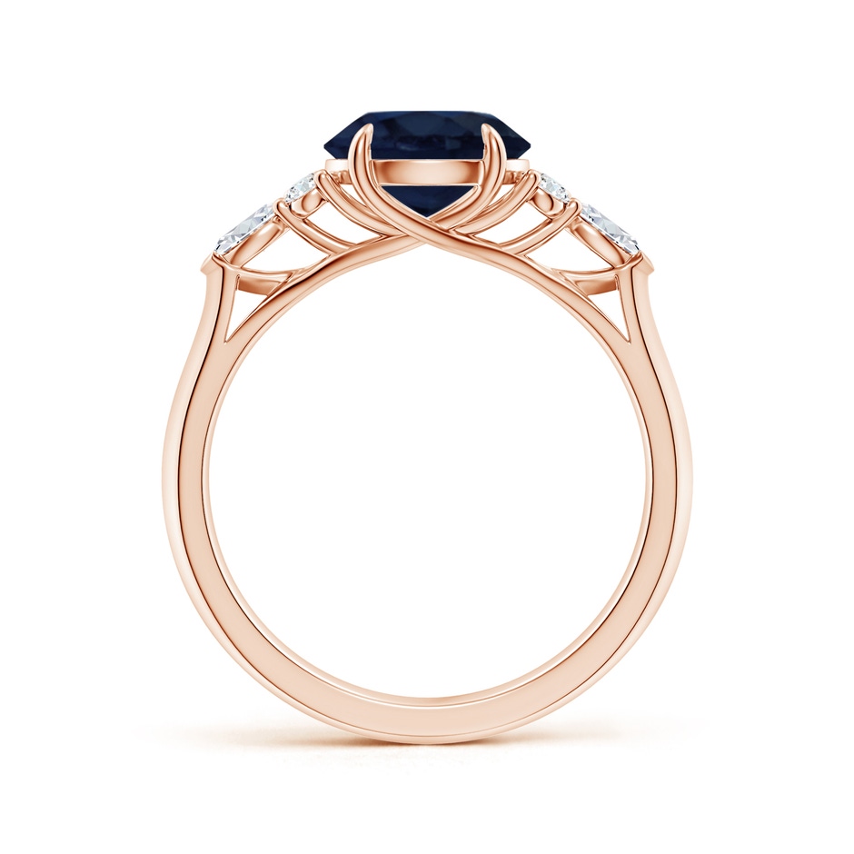 8mm A Round Blue Sapphire Side Stone Engagement Ring with Diamonds in 18K Rose Gold side 199