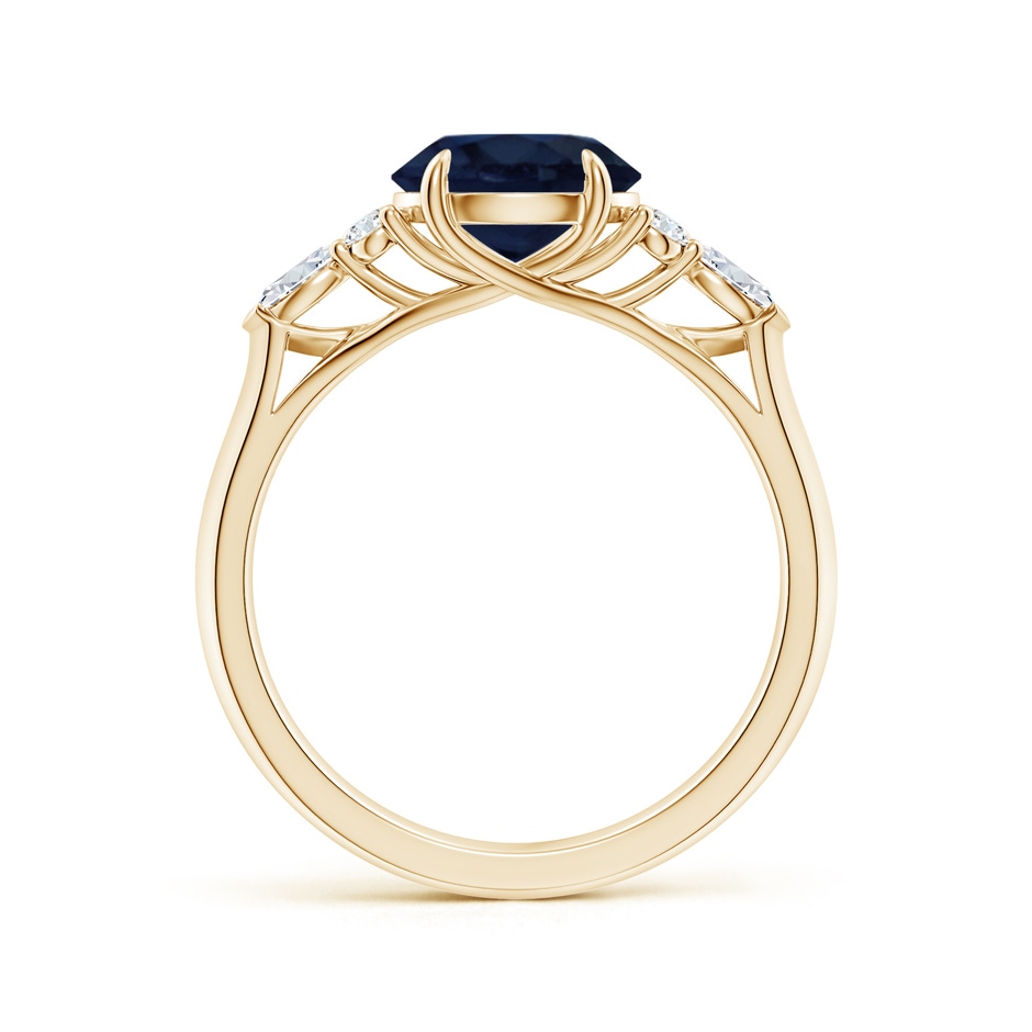 8mm A Round Blue Sapphire Side Stone Engagement Ring with Diamonds in 18K Yellow Gold side 199