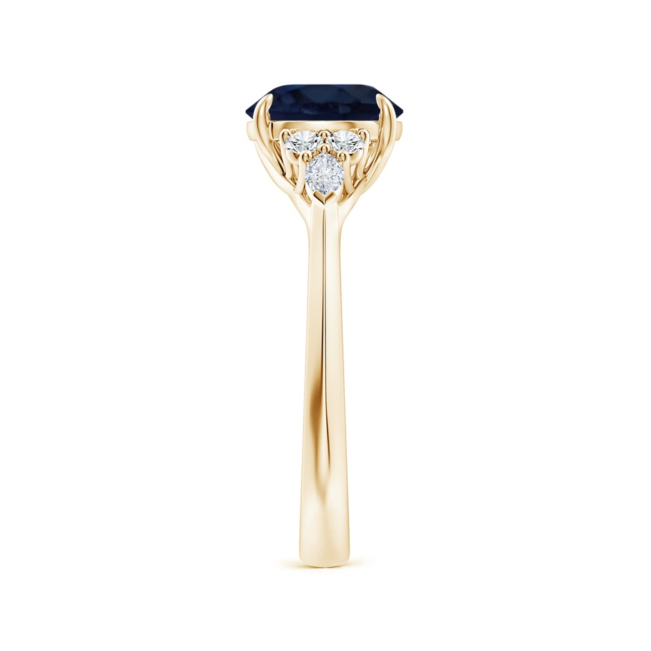 8mm A Round Blue Sapphire Side Stone Engagement Ring with Diamonds in 18K Yellow Gold side 299