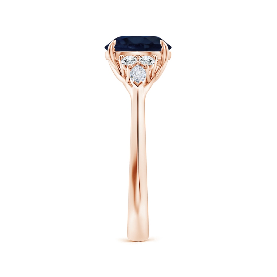 8mm A Round Blue Sapphire Side Stone Engagement Ring with Diamonds in Rose Gold side 299