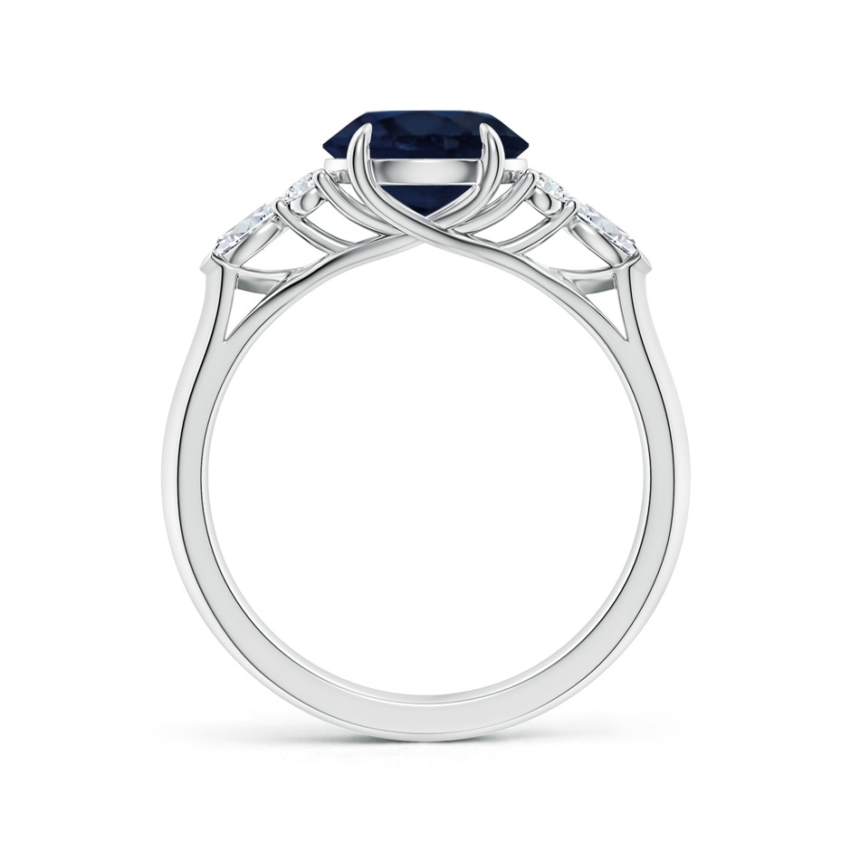8mm A Round Blue Sapphire Side Stone Engagement Ring with Diamonds in White Gold side 199