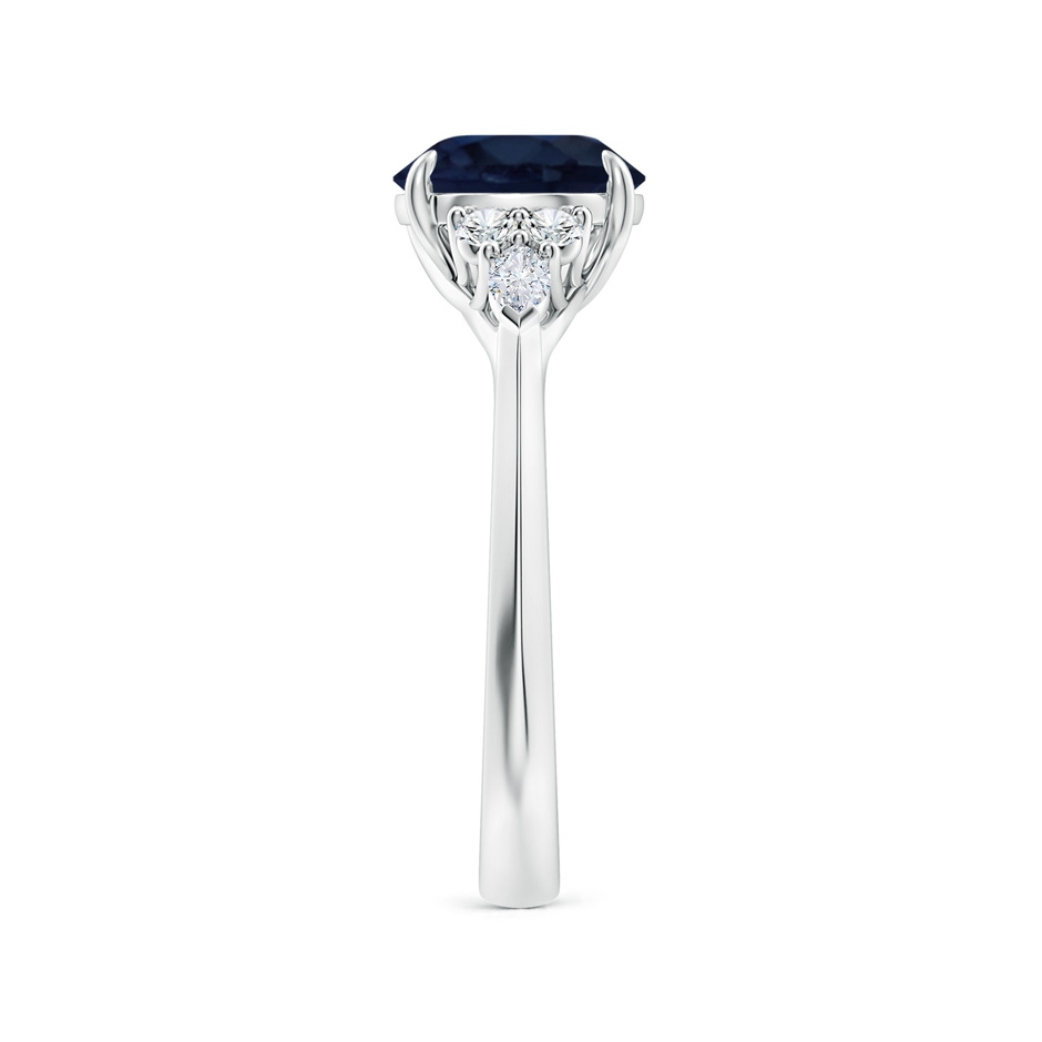 8mm A Round Blue Sapphire Side Stone Engagement Ring with Diamonds in White Gold side 299