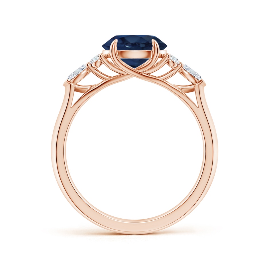 8mm AA Round Blue Sapphire Side Stone Engagement Ring with Diamonds in 18K Rose Gold side 199