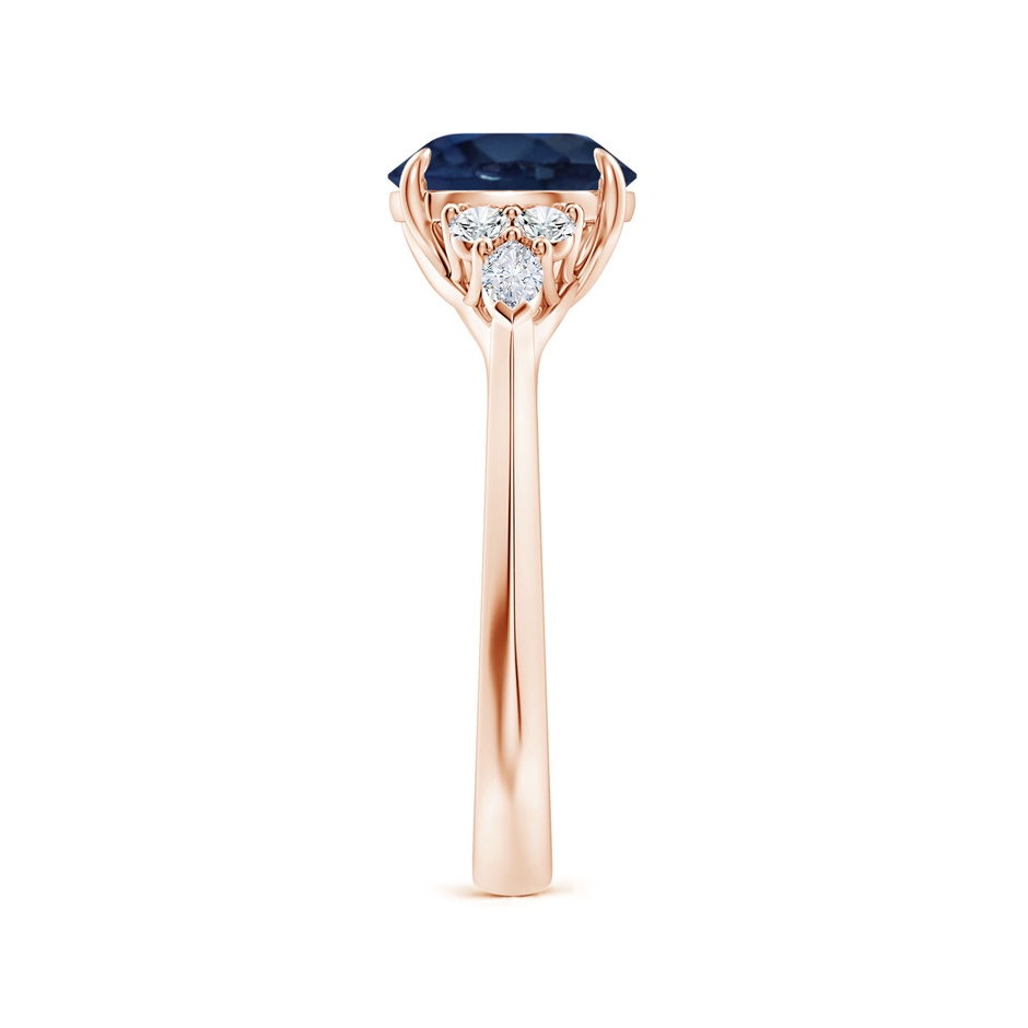 8mm AA Round Blue Sapphire Side Stone Engagement Ring with Diamonds in Rose Gold side 299