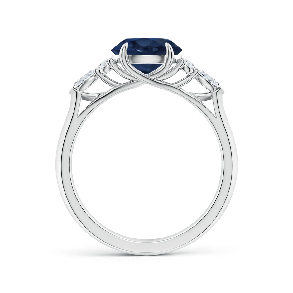 8mm AA Round Blue Sapphire Side Stone Engagement Ring with Diamonds in White Gold side 199