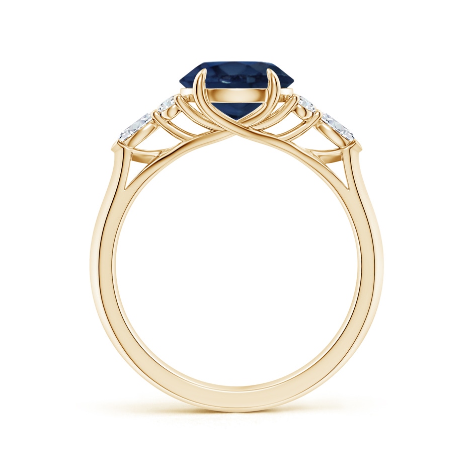 8mm AA Round Blue Sapphire Side Stone Engagement Ring with Diamonds in Yellow Gold side 199