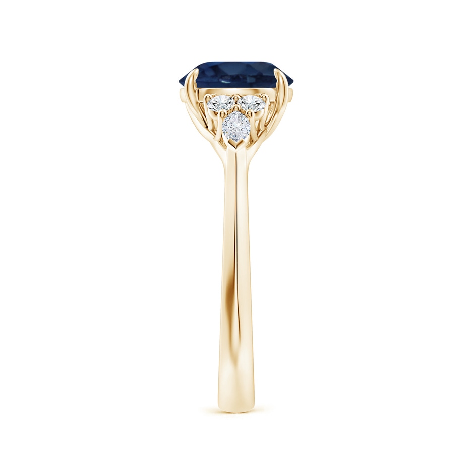 8mm AA Round Blue Sapphire Side Stone Engagement Ring with Diamonds in Yellow Gold side 299