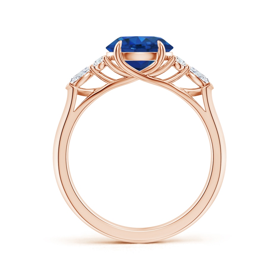 8mm AAA Round Blue Sapphire Side Stone Engagement Ring with Diamonds in Rose Gold side 199