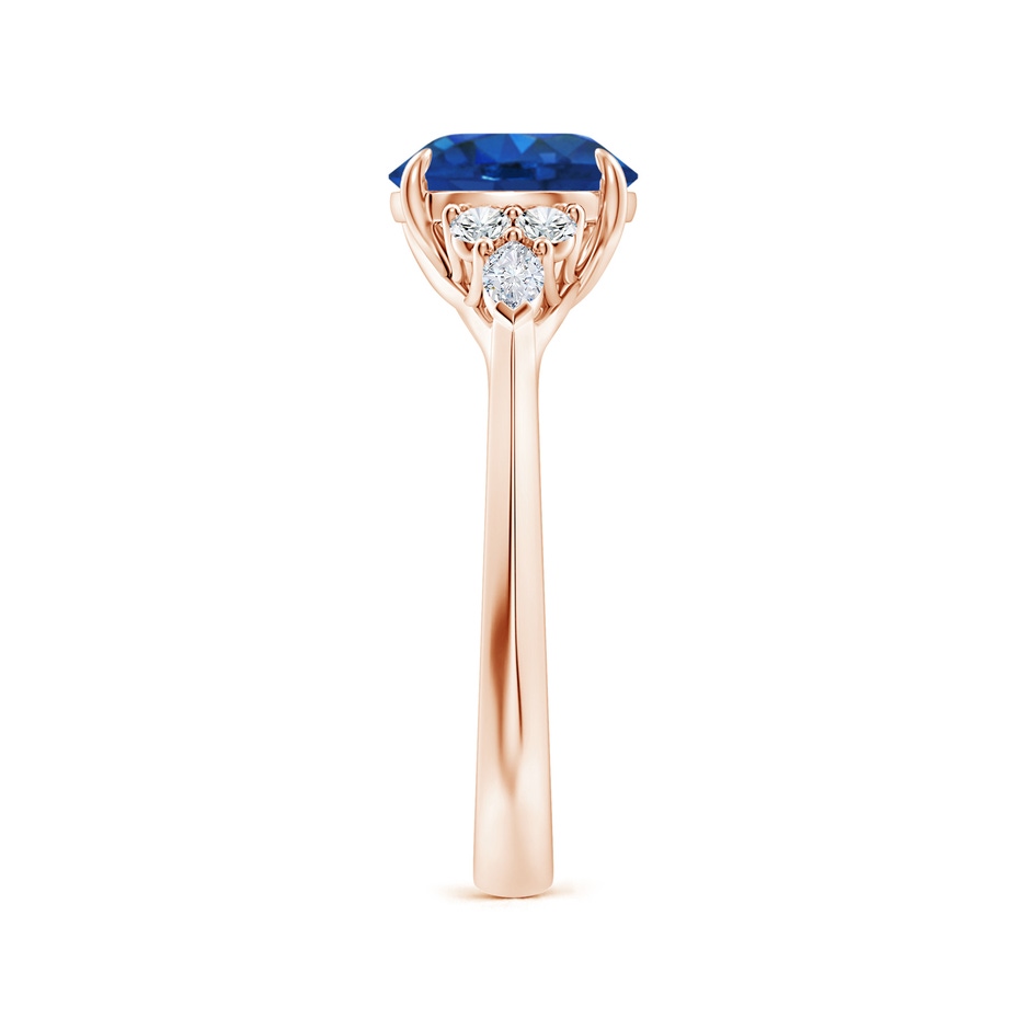 8mm AAA Round Blue Sapphire Side Stone Engagement Ring with Diamonds in Rose Gold side 299