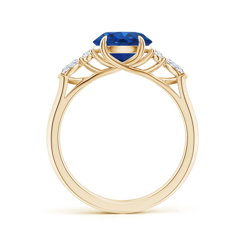8mm AAA Round Blue Sapphire Side Stone Engagement Ring with Diamonds in Yellow Gold side 199