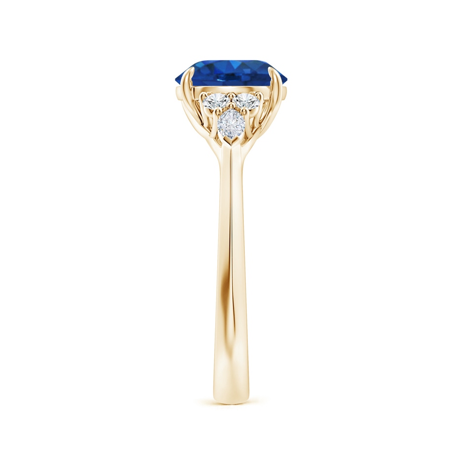 8mm AAA Round Blue Sapphire Side Stone Engagement Ring with Diamonds in Yellow Gold side 299