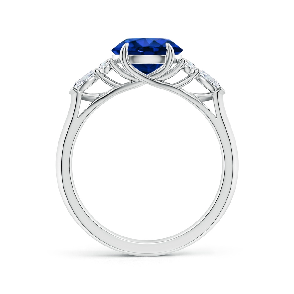 8mm Lab-Grown Round Blue Sapphire Side Stone Engagement Ring with Diamonds in 18K White Gold side 199