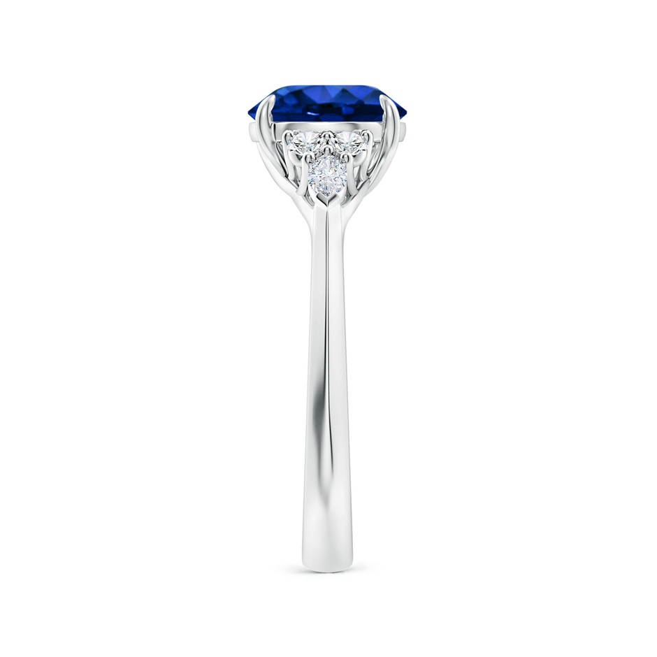 8mm Lab-Grown Round Blue Sapphire Side Stone Engagement Ring with Diamonds in 18K White Gold side 299