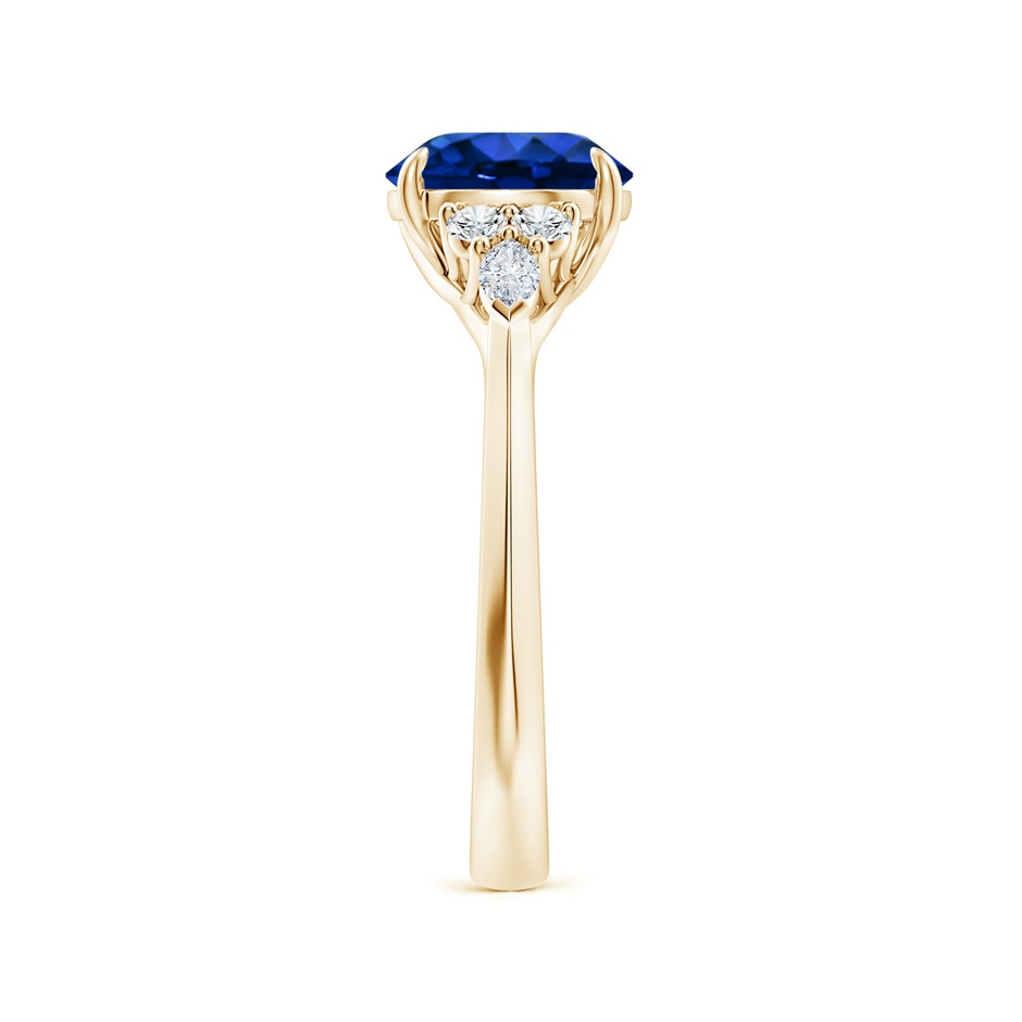 8mm Lab-Grown Round Blue Sapphire Side Stone Engagement Ring with Diamonds in 18K Yellow Gold side 299