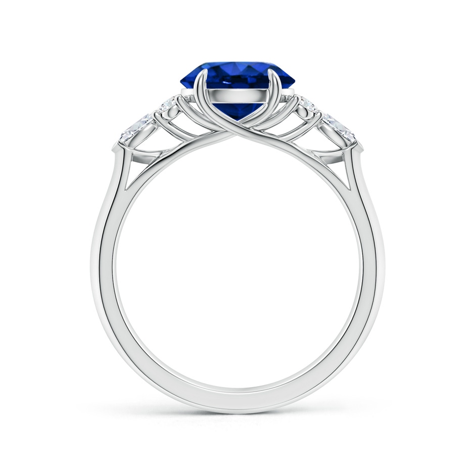 8mm AAAA Round Blue Sapphire Side Stone Engagement Ring with Diamonds in P950 Platinum side 199