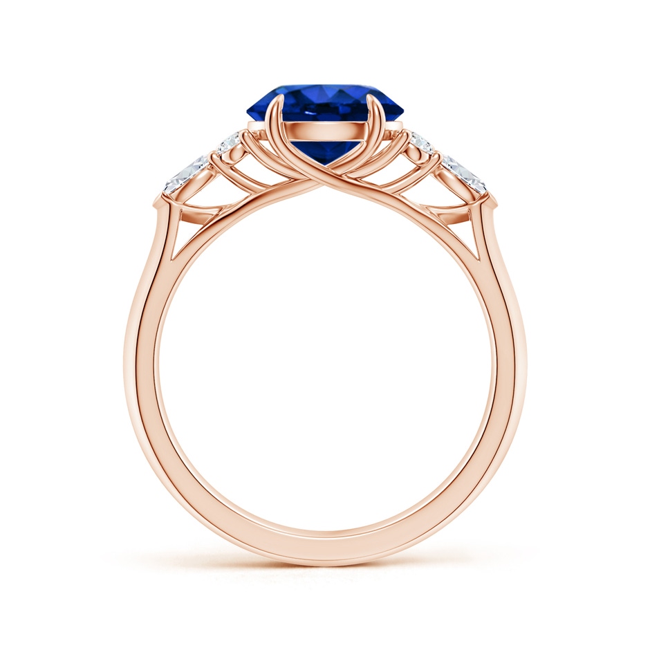 8mm AAAA Round Blue Sapphire Side Stone Engagement Ring with Diamonds in Rose Gold side 199