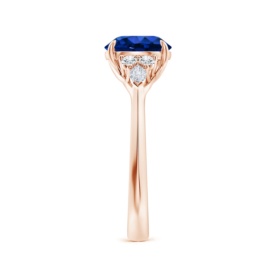 8mm AAAA Round Blue Sapphire Side Stone Engagement Ring with Diamonds in Rose Gold side 299