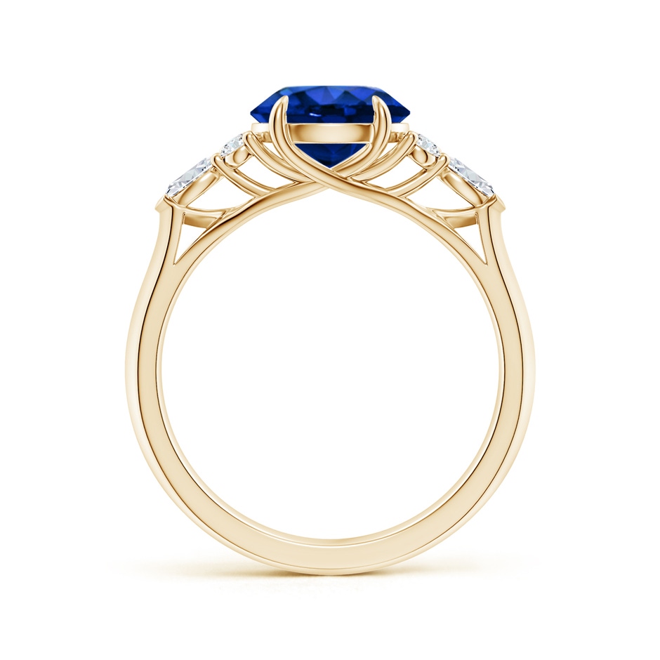 8mm Lab-Grown Round Blue Sapphire Side Stone Engagement Ring with Diamonds in Yellow Gold side 199
