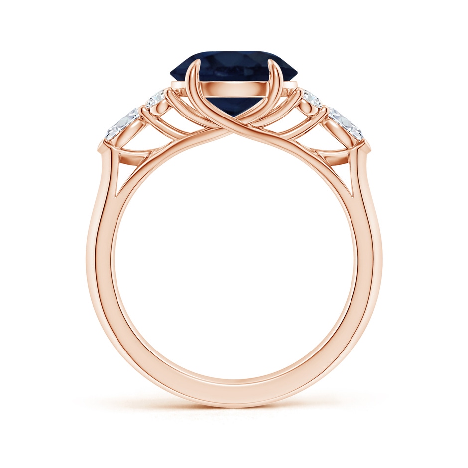 9mm A Round Blue Sapphire Side Stone Engagement Ring with Diamonds in Rose Gold side 199
