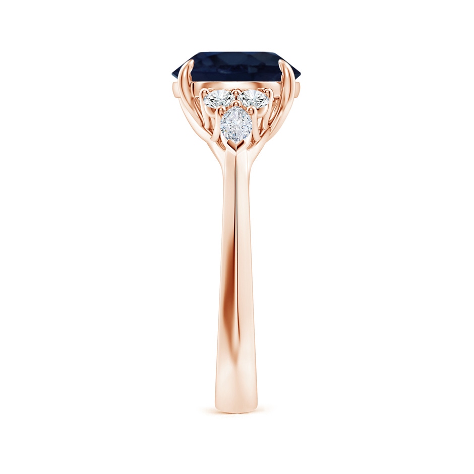 9mm A Round Blue Sapphire Side Stone Engagement Ring with Diamonds in Rose Gold side 299