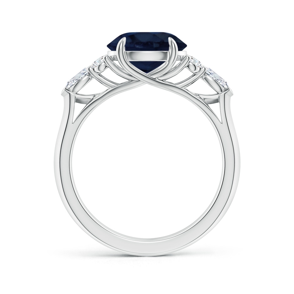 9mm A Round Blue Sapphire Side Stone Engagement Ring with Diamonds in White Gold side 199