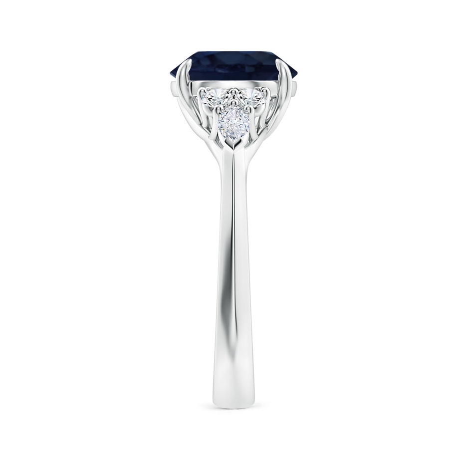 9mm A Round Blue Sapphire Side Stone Engagement Ring with Diamonds in White Gold side 299